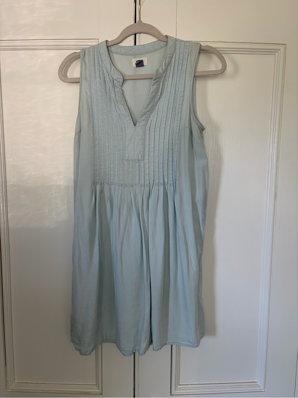 Old Navy Light Blue Sleeveless Pintuck Mini Dress